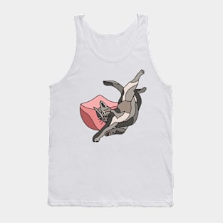 Sleepy Black Cat Stretching Tank Top